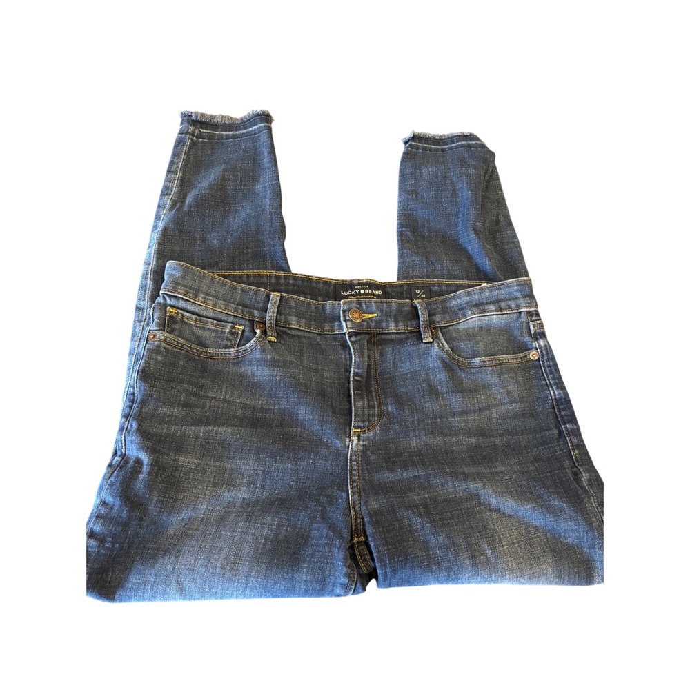 Lucky Brand Women Denim Jeans Size 28 Blue Wash Frayed Hem Skinny